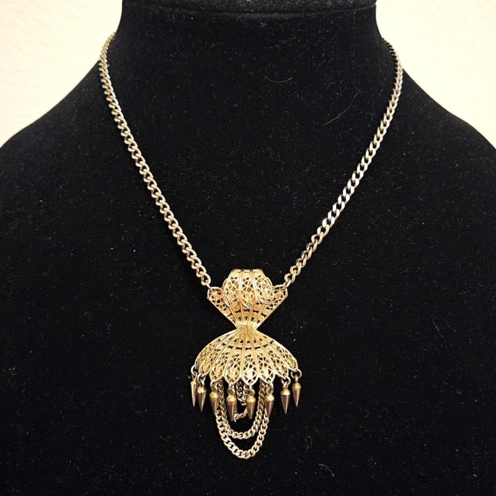Vintage chandelier filigree beaded necklace